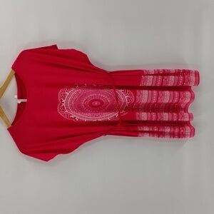 Cristina love hot pink swimsuit cover dress with tie size medium mandala print